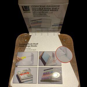 Umbra Conceal, Sturdy Metal Floating Bookshelf for Wall, Silver, Small, Set of 3